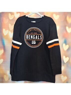 Cincinnati Bengals NFL Team Apparel Sweatshirt Crewneck Black Women Size L